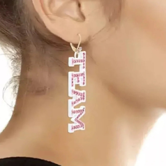 BETSEY JOHNSON Football Series Go Team Mismatched Pavé Crystal Earrings NEW NWT - Picture 4 of 6